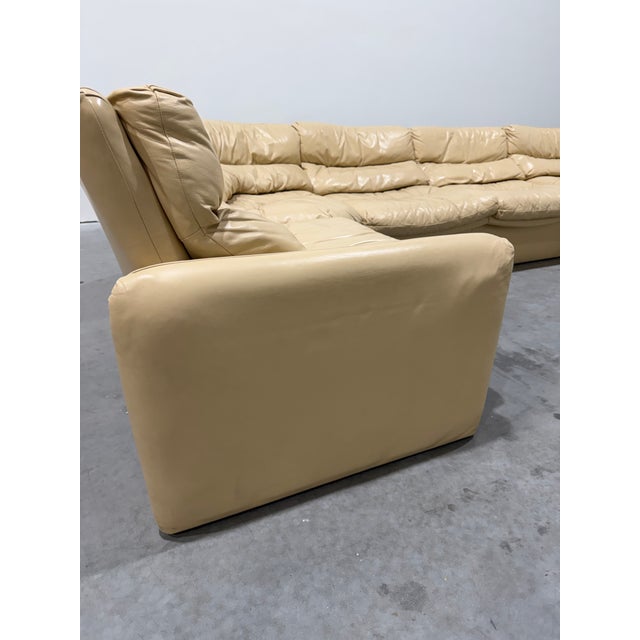 Vintage Postmodern Beige Leather 6 Piece Modular Sectional Sofa For Sale In Tampa - Image 6 of 11