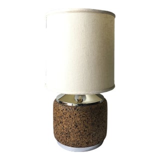 Mid-Century Modern Cork and Chrome Lamp For Sale
