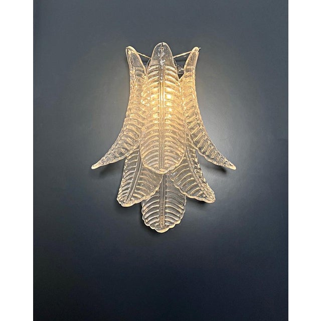 Vintage Murano Trasparent Felci Wall Sconces, 1990s, Set of 2 For Sale - Image 14 of 17