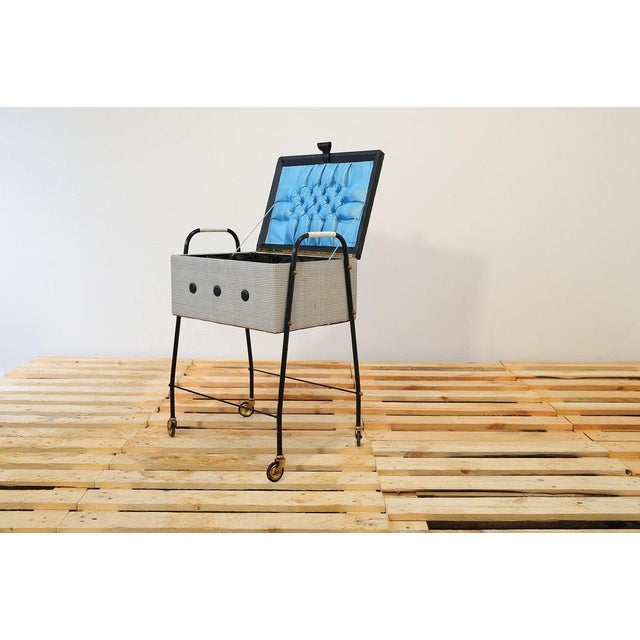 German Sewing Table on Wheels, 1970s For Sale - Image 10 of 15