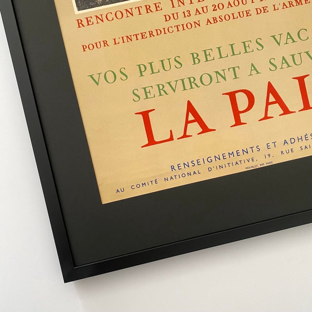 Black Pablo Picasso Vintage 1950 Hand Signed Mourlot Fine Art Lithograph Print " Les Partisans De La Paix " Framed Landmark French Poster For Sale - Image 8 of 15