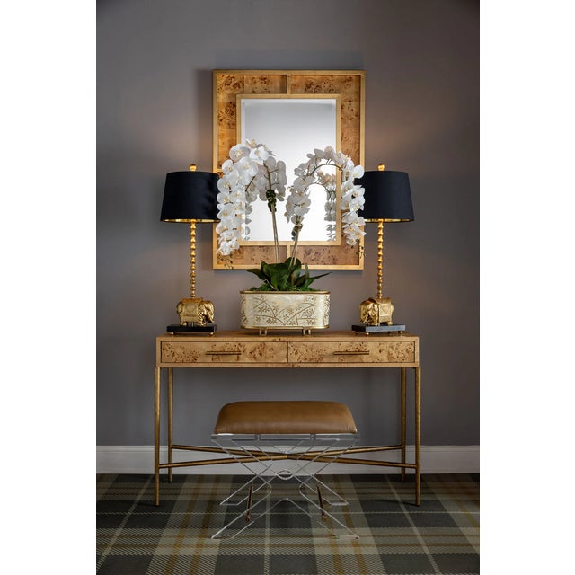 Port 68 Delano Gold Dorian Saddle Lucite X-Bench For Sale - Image 4 of 5