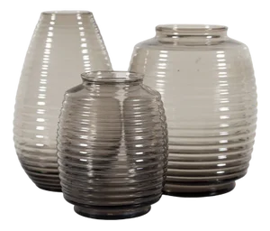 Smoked Glass Vases, 1950s, Set of 3