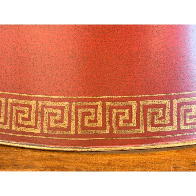 Elegant Red Chinoiserie Table Lamps With Red Tole Shades in the Style of John Rosselli, Pair For Sale - Image 9 of 12