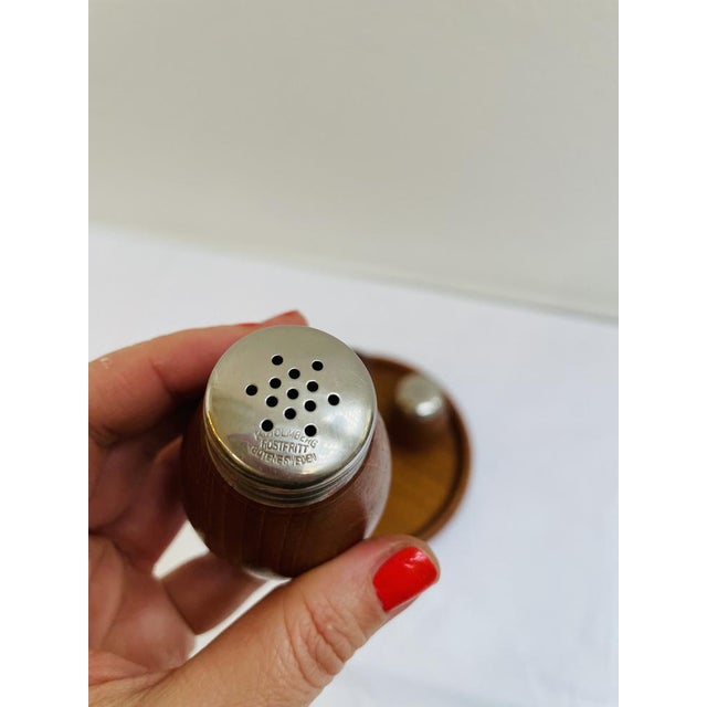 Mid-Century Modern Swedish Salt and Pepper Set in Teak by K. Holmberg, 1960s, Set of 3 For Sale - Image 3 of 7