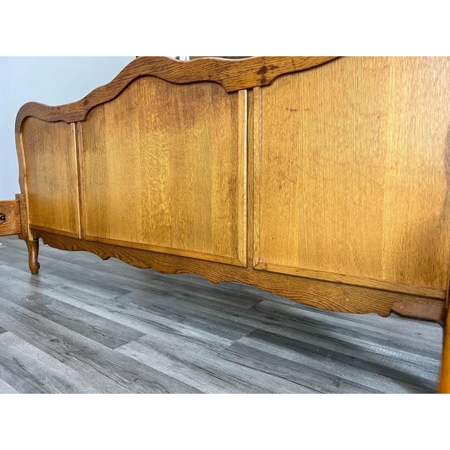 Vintage French Louis XVI Double Bed Frame in Oak For Sale - Image 10 of 11