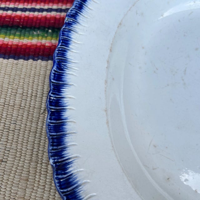 Antique Pearlware Blue Feather Edge Platter, Circa 1820’s Made in the Staffordshire district of England, circa 1810-1830...