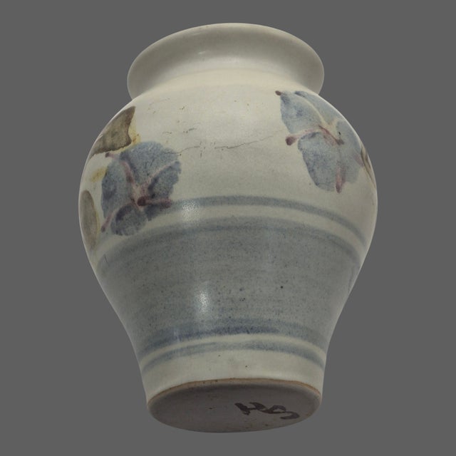 Blue Santa Barbara Hand -Thrown Pottery Morning Glory Floral Vase Marked For Sale - Image 8 of 9