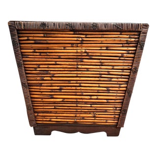 Oversized Square Split Reed Bamboo Box Planter For Sale