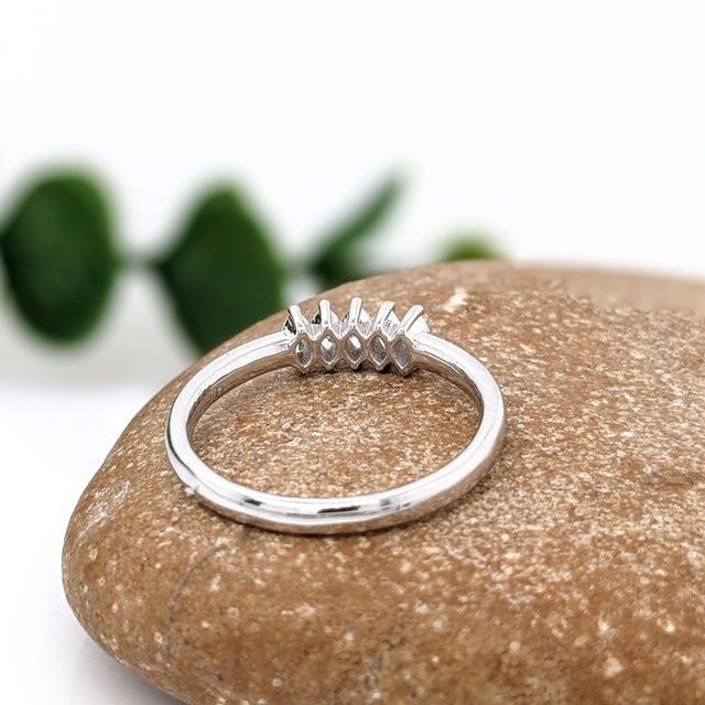 Metal Diamond Band Ring in Solid 14k Gold, Marquise 3.5x2mm - Earth Mined Diamonds, Size 6.75 For Sale - Image 7 of 7
