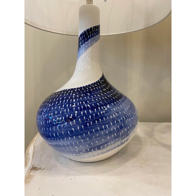 This is a unique pair of blue and white lamps. They are hand sculpted and hand painted giving them wonderful character....