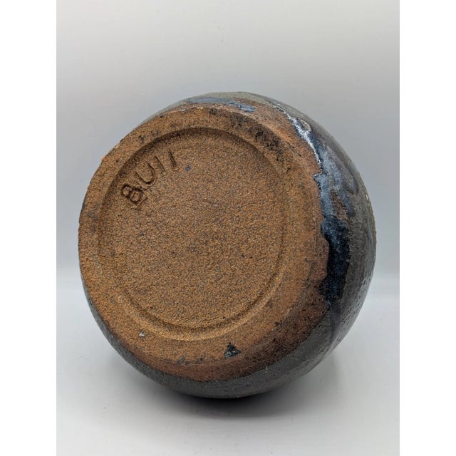 Ceramic Vintage Mid Century Studio Pottery Multi Textured Speckled Stoneware Vase For Sale - Image 7 of 9
