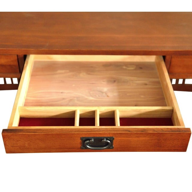 2020s Crafters and Weavers Mission Crofter 3 Drawer Library Desk For Sale - Image 5 of 8