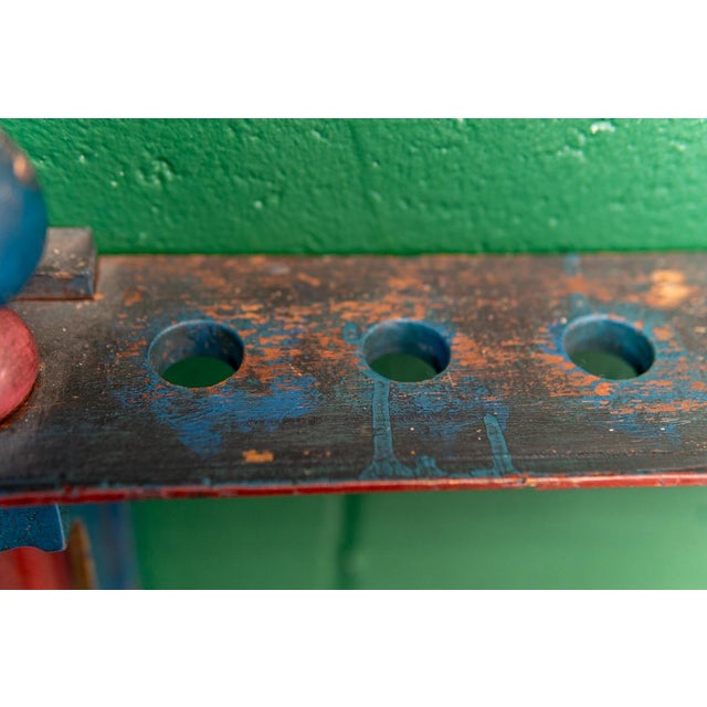 Blue Incredibly Unique American 19th Century Painted Pool | Billiard | Snooker Cue Rack For Sale - Image 8 of 16