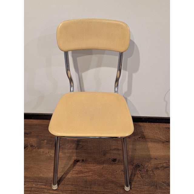 Yellow Vintage Heywood-Wakefield Heywoodite Chairs Set of 4 MCM Chrome School Dining For Sale - Image 8 of 12