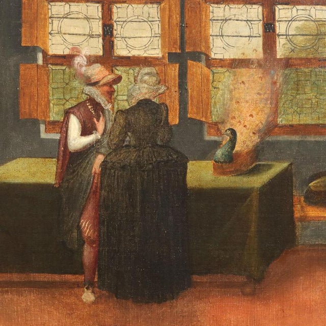 Flemish Artist, Interior Kitchen Scene, Large Oil on Canvas, Framed For Sale - Image 11 of 16