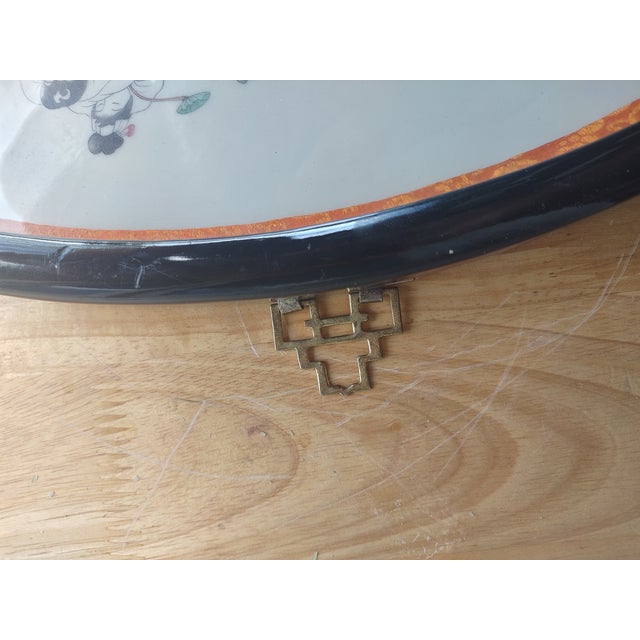 Chinese Vintage Chinese Traditional Scene on Ceramic Fan For Sale - Image 3 of 6