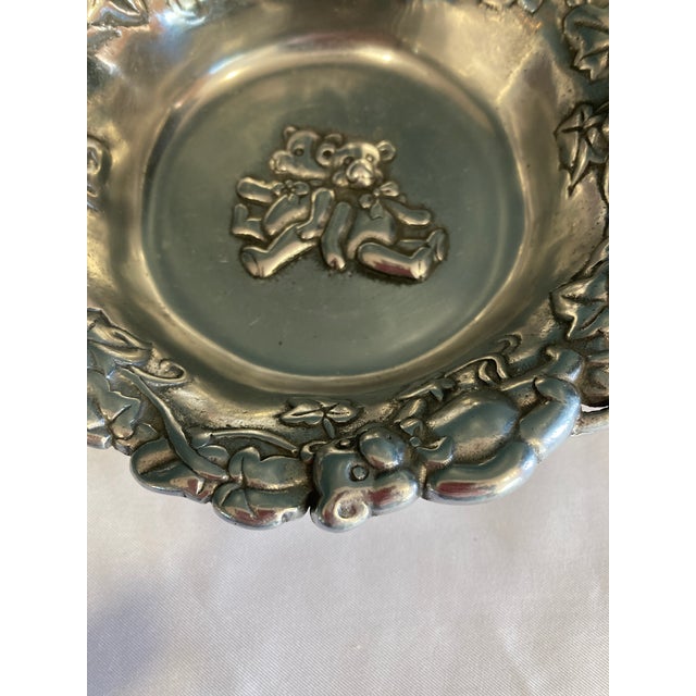 Mid-Century Modern Arthur Court Vintage Aluminum Teddy Bear Bowl With Ornate Floral Repoussé Rim For Sale - Image 3 of 10