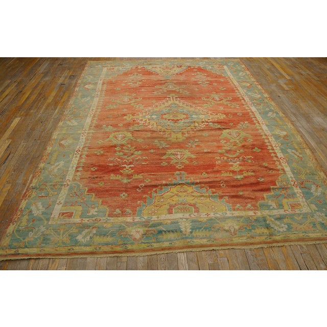 Antique Turkish Oushak rug, size: 7' 9'' x 10' 0''.
