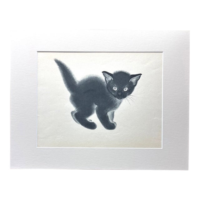 Vintage Clare Turlay Newberry Cat Print From "April's Kittens" in 14x18 Mat EUC For Sale