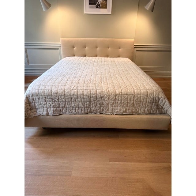 Modern Queen Upholstered Bed Frame and Headboard For Sale - Image 3 of 8