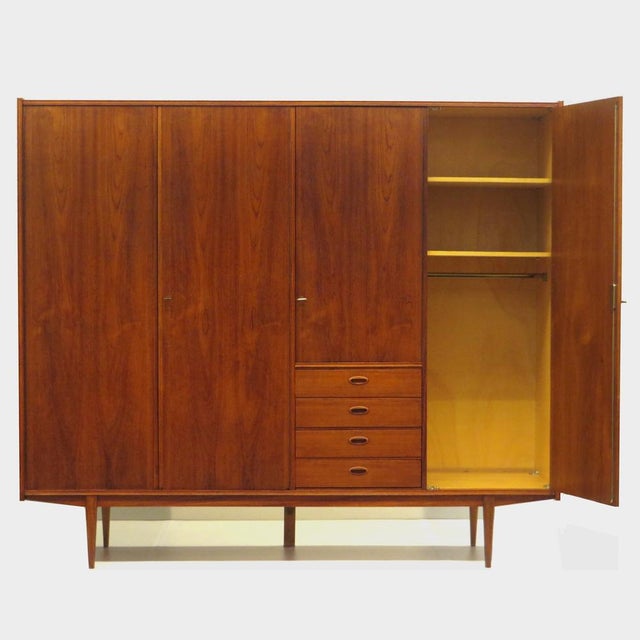 Vintage Scandinavian Four-Door Wardrobe in Teak, 1960s For Sale - Image 4 of 9
