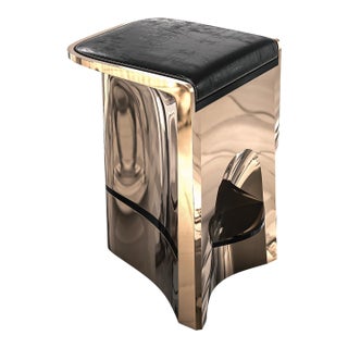 "Lacrima" Bar Stool With Bronze and Stainless Steel Details For Sale