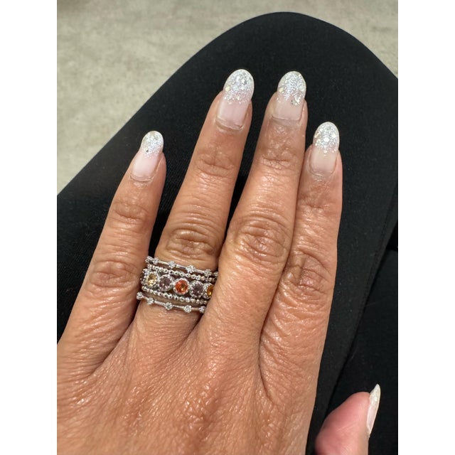 1.06 Carat Sapphire Band 14k White Gold Size 6.5 For Sale - Image 9 of 12