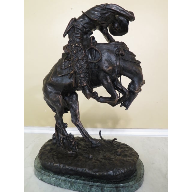 Frederick Remmington Bronze ‘Rattlesnake’ Cowboy on Horse Chairish