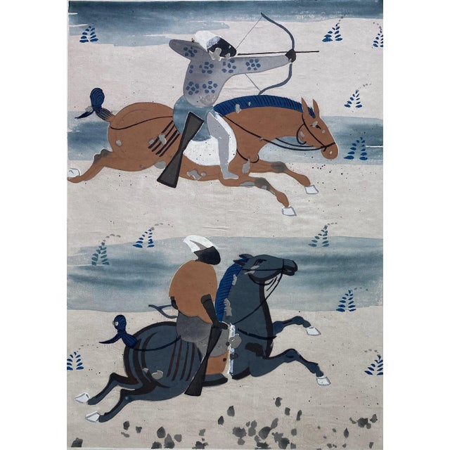 1940s Primitive Tribal Figurative Watercolor Paintings, Framed - Set of 2 For Sale - Image 4 of 6