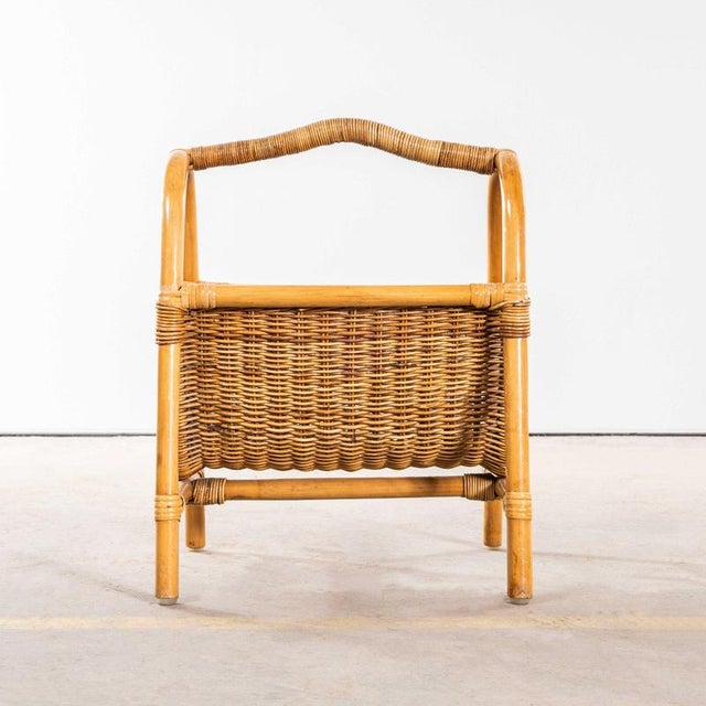 French Wicker Magazine Basket, 1960s For Sale - Image 3 of 7