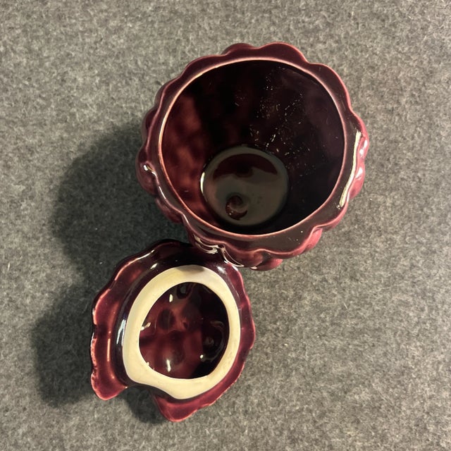 Vintage Majolica Style Grape Themed Ceramic Pitcher & Lidded Sugar Jar- Set of 2 For Sale - Image 9 of 12