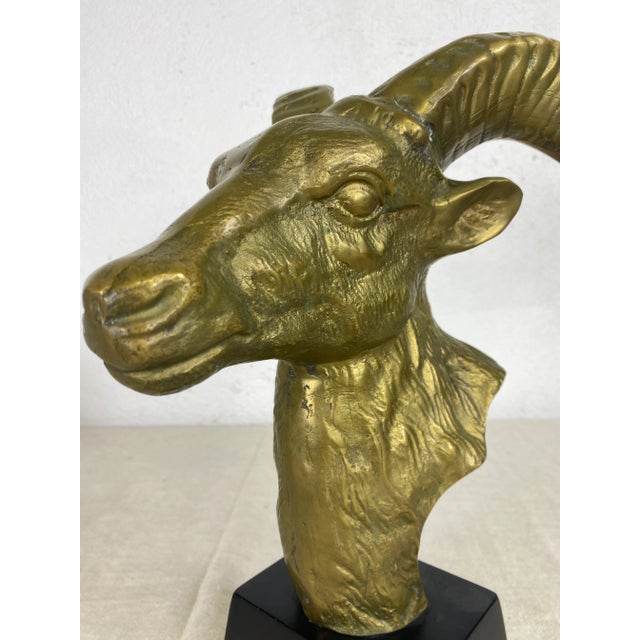 Mid Century Vintage Solid Brass Ramshead Bust For Sale In Philadelphia - Image 6 of 11