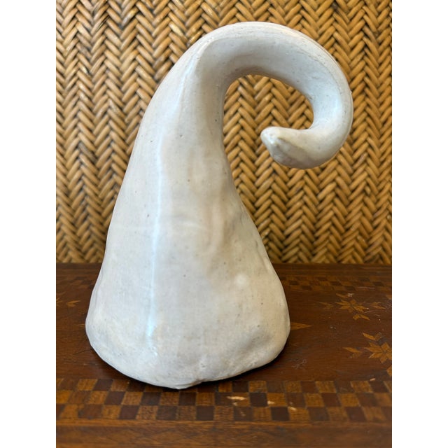 Terrific Charming Vintage Brutalist Sculpture. Hand crafted, signed rustic piece finished in a creamy white glaze. In the...