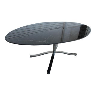 1970s Zographos Black Marquina Marble Stainless Steel Dining Table For Sale