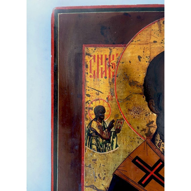 19th Century Religious Icon of St. Nicholas For Sale - Image 4 of 6