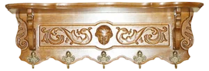 Dutch Oak Carved Cherub Wall Rack with Royal Hooks