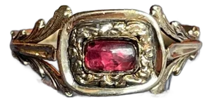 Circa 1820 Georgian 15k Gold Sugarloaf Garnet Ring