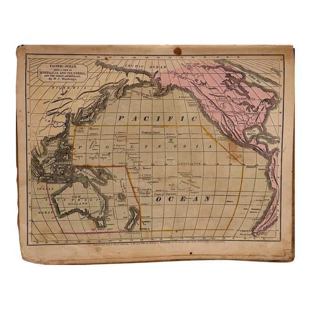 1831 Woodbridge Map of Oceania and Australia For Sale