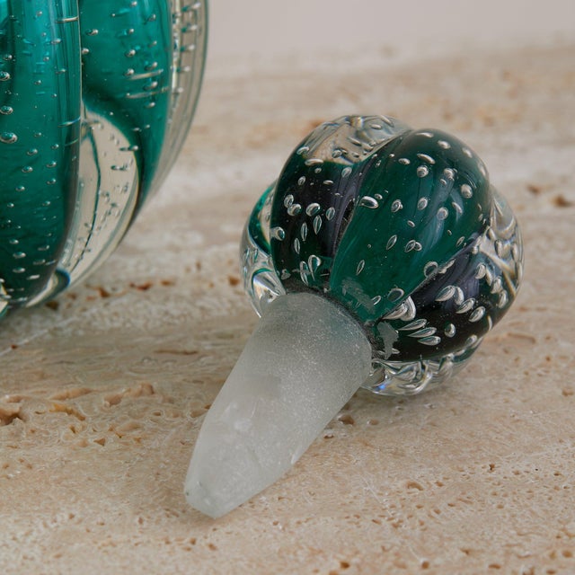 3-Piece Italian Murano Bullicante Glass Vanity Set, 1940s For Sale - Image 9 of 10