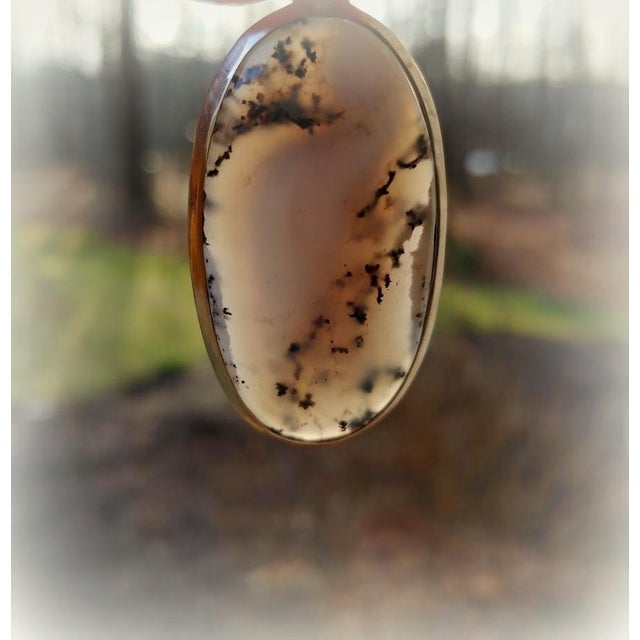 Vintage Dendritic Agate Sterling Silver Pendant Necklace For Sale In Cleveland - Image 6 of 7
