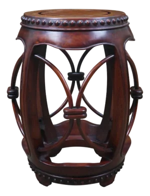 Mid 20th Century Chinese Rosewood Barrel Drum Stool Garden Seat Pedestal Plant Stand 19"