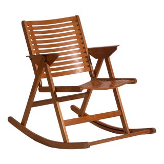 Vintage Folding Rocking Chair in Beech, Central Europe, 1960 For Sale