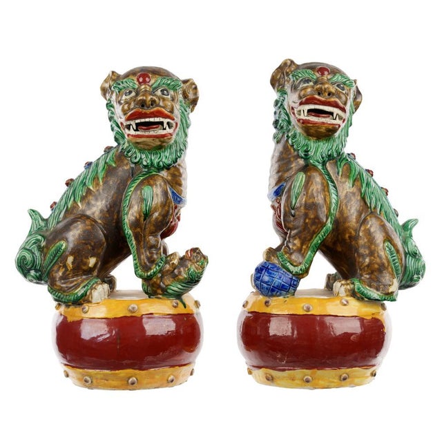 Green 19th Century Chinese Sancai Glazed Foo Dogs For Sale - Image 8 of 8