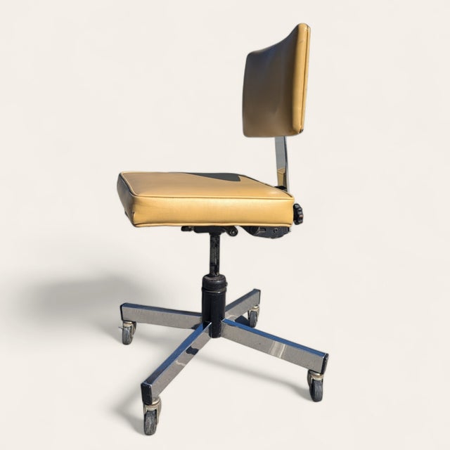 1960s Mid-Century InterRoyal Steel, Chrome and Faux-Leather Office Chair For Sale - Image 5 of 13
