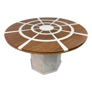 Vintage Red and White Marble Dining Table, 1970s For Sale