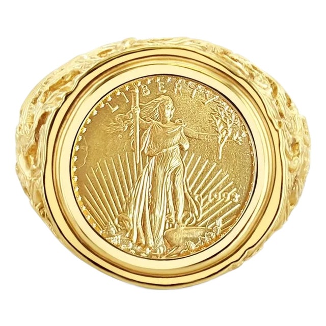Lady Liberty Coin Ring with Tree Branch, Size 10 For Sale