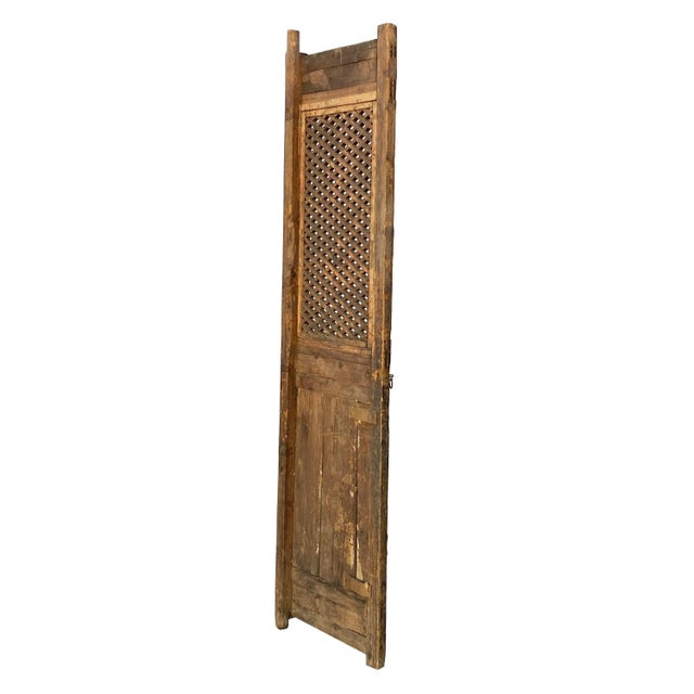 Chinese Old Rustic Bold Geometric Open Pattern Wall Tall Panel Divider For Sale - Image 4 of 9