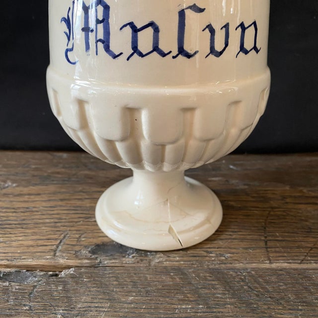 19th Century Antique Italian Apothecary Jar Venetian Malva Porcelain Urn Large For Sale - Image 5 of 14