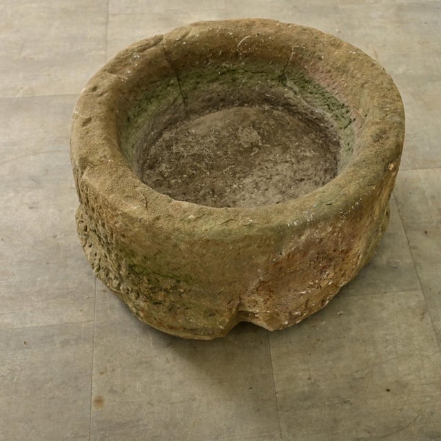 English 19th Century Hand-Chiseled Stone Basin For Sale - Image 9 of 9